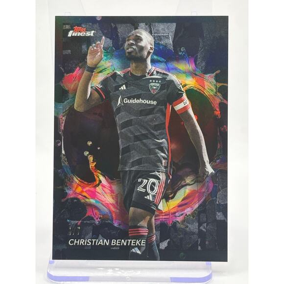 2024 Topps Finest MLS Christian Benteke Rare Black Refractor 1/7 SSP DC United - Picture 1 of 2